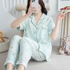 1011 new pajamas women's summer cloud cotton short-sleeved trousers two-piece set Japanese large-size printed loungewear autumn