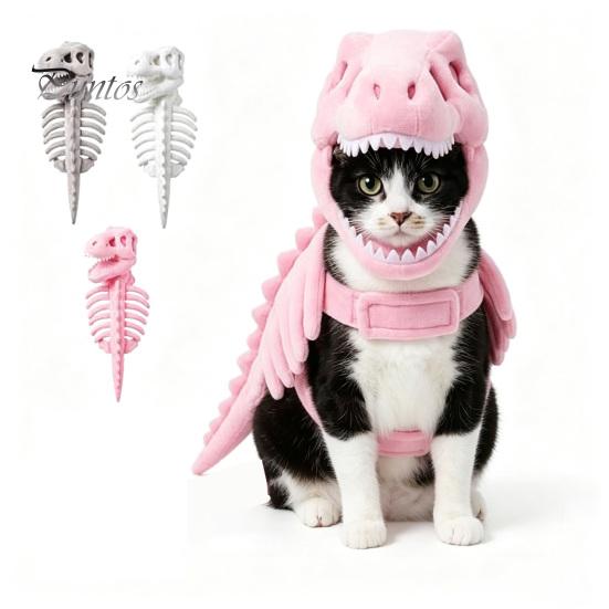 Costume da Dinosauro per Gatto Costume da Scheletro, Carino Abbigliamento di Halloween, Divertente Abbigliamento Invernale Outfit Feste Cosplay Gatti Festa, Oggetti di Scena per Foto Facile