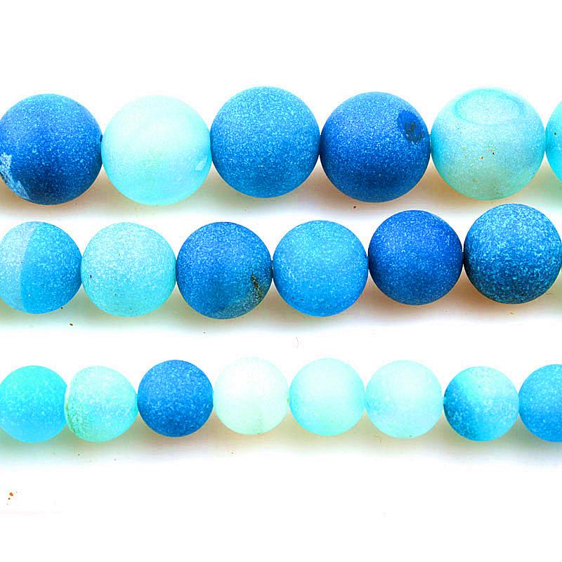 Natural Multi-color Frosted Agate Loose Beads for DIY Jewelry Accessories