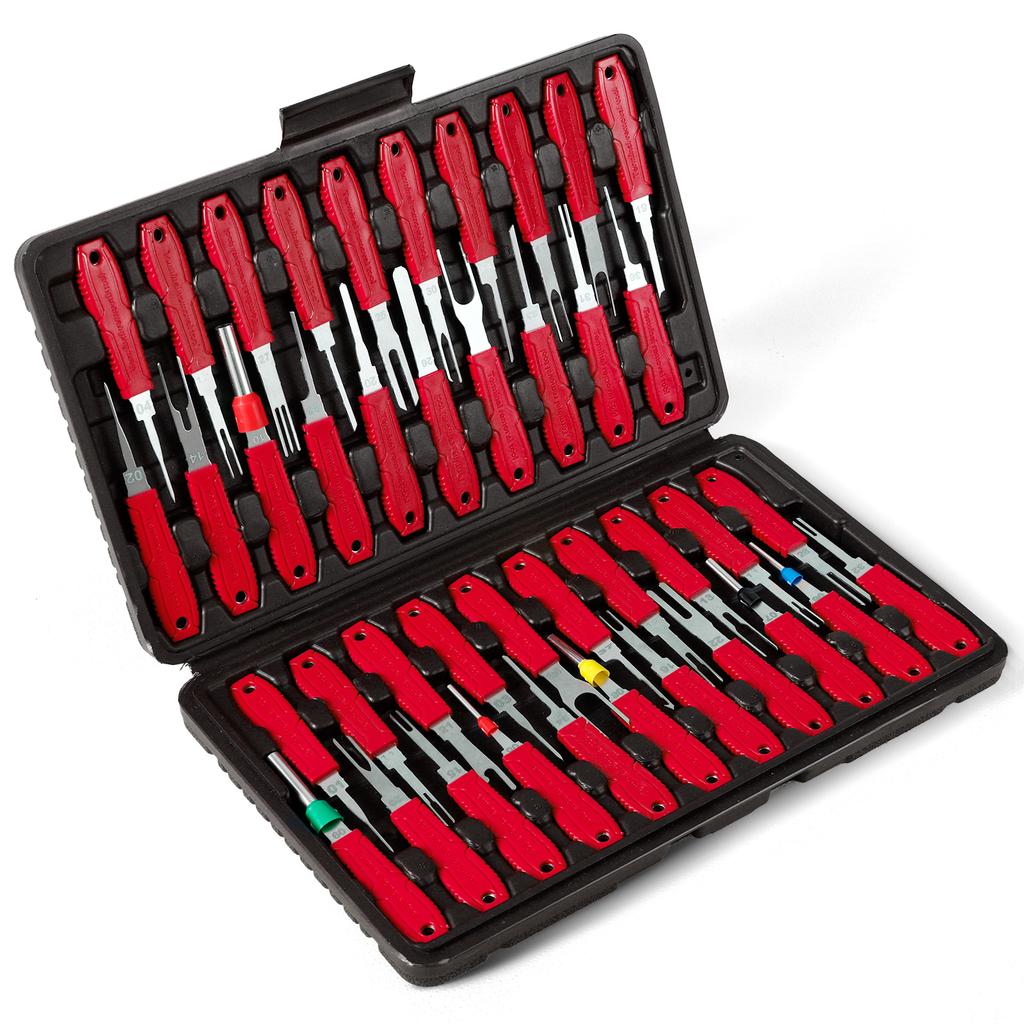 41Pcs Terminal Removal Tool Kit Electrical Pin Removal Tools Automotive Depinning Tool Kit with Plastic Case for Car Motorcycle
