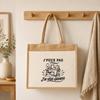 Sac Cabas Jute avec Poche J’peux pas j’ai Vide-grenier J'peux pas minimaliste | Toile de Jute et Coton 21 L Fond Plat Anses 65 cm