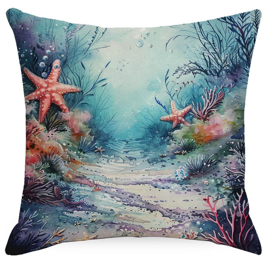 Colorful Marine Life Shell Pillowcase Summer Holiday Beach Hotel Decorative Cushion Cover