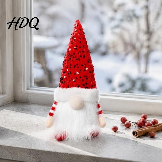 Festive Room Accessories Christmas Faceless Gnome Doll with LED Light Glowing Sequined Hat Indoor Winter Party Supplies Plush Figurine Nordic