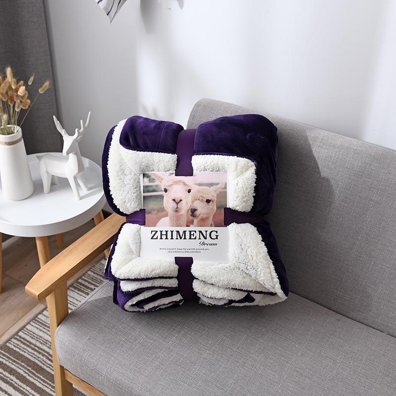 New Lamb Fleece Blanket - Solid Color, Double-Layer, Thickened Flannel for Children