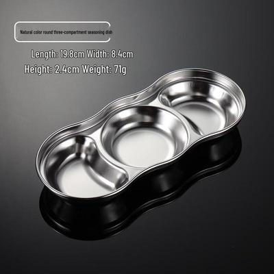 Qian Xing Stainless Steel 3-Compartment Round Dipping Dish