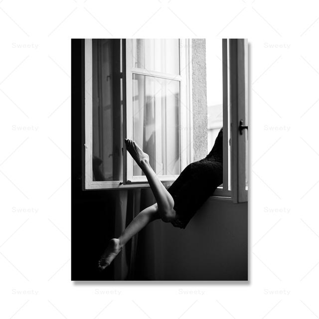 Schwarz-weiße nordische Bilder, Models, Porträts, Balkone, Zigarettenposter, Wohnzimmerdekorationswände