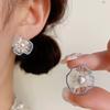 New Elegant Hollow Flower Earrings Trendy Irregular Imitation Pearl Earrings For Women Party Wedding  Jewelry Girls Gifts