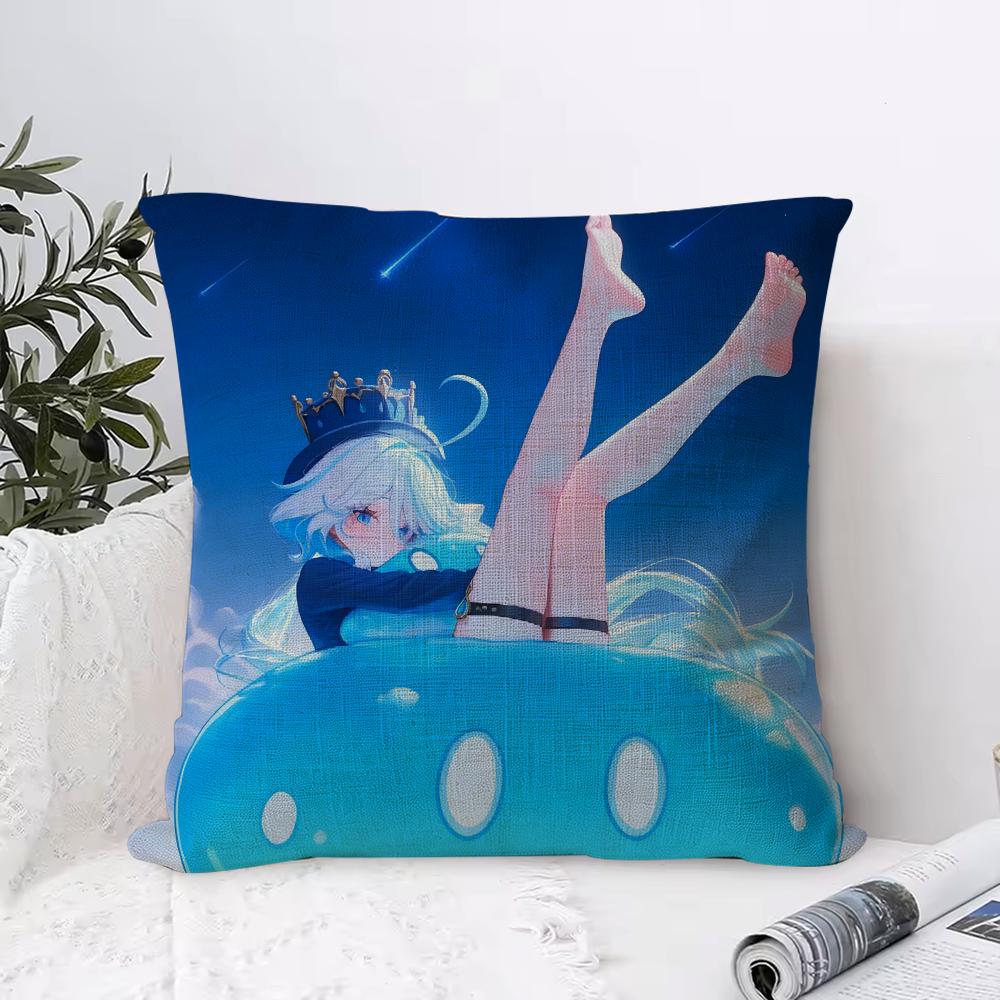 Genshin Impact Furina Cushion Cover Eco Linen Pillow Case DoubleSided Print Breathable Durable Zipper Home Decor Gift