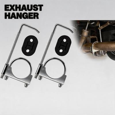 Rear Muffler Exhaust Clamp with Hanger 2.5/3 Inch Universal Rubber Exhaust Hangers for Car Truck Exhaust Pipe Replacement