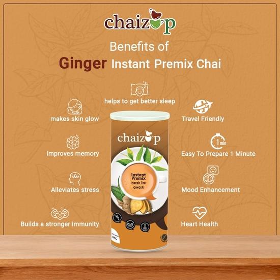 Chaizup Premium 1 Min Instant Ginger Tea Premix - 1kg Can | Ginger Flavours | Approx. 72 Servings | 1kg