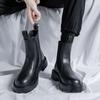 Chelsea Boots Herren Sommer Mid Boots Herren Schwarz High-Top Schuhe Britische Baumwollschuhe Aufgeraut Verdickt Martin Boots