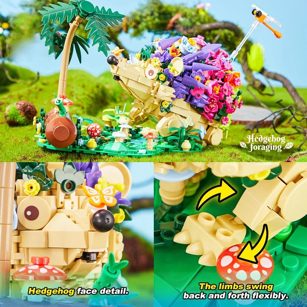 Non-Toxic Flowers Hedgehog Building Blocks Kits Children Creative Insects Mushroom Animal Model Diy Bricks Assembly Puzzle Toys For Kids