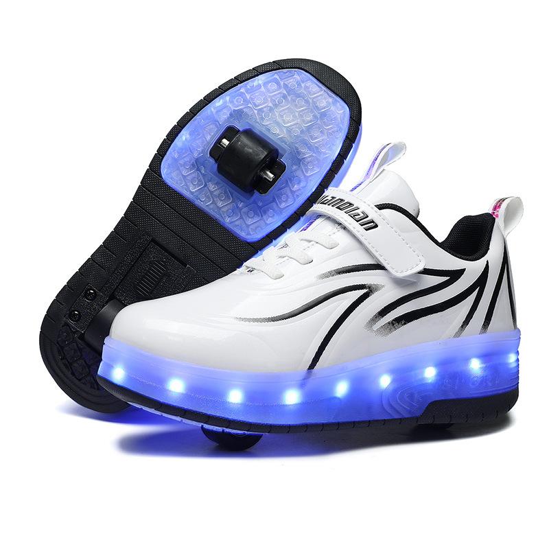 

Glitter runaway shoes boys and girls students roller skates double wheels flying shoelaces wheels 41