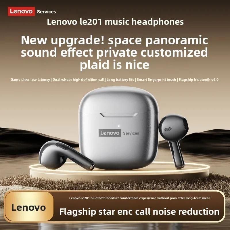 Original Lenovo LE201 Wireless Headphones Bluetooth 6.0 Earbuds ENC Call Noise Cancellation Ultra Long Latency Surround Sound Earphones