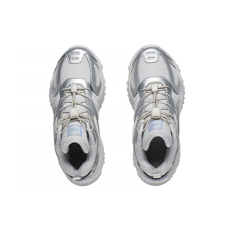Li Ning Youth  Childrens Sports Lifestyle Series Warm Letter Low-Top Casual Shoes Kids Casual Shoes Antarctic-Gray YKCS210-5