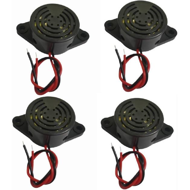 DC 3-24V Electronic Buzzer Alarm Sounder Continuous Beep 4Pcs (Black) SFM-27-I