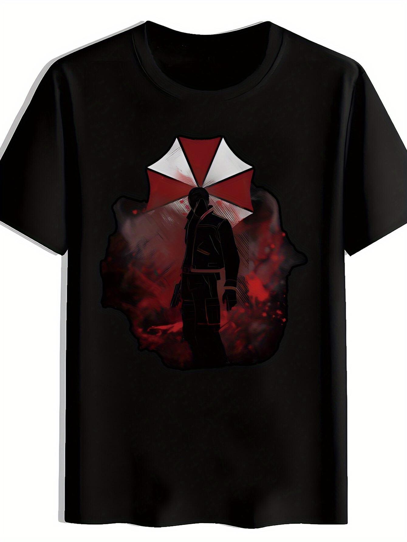 Black Anime-Inspired Graphic T-shirt - Red & White Winged Character Design XXXXL