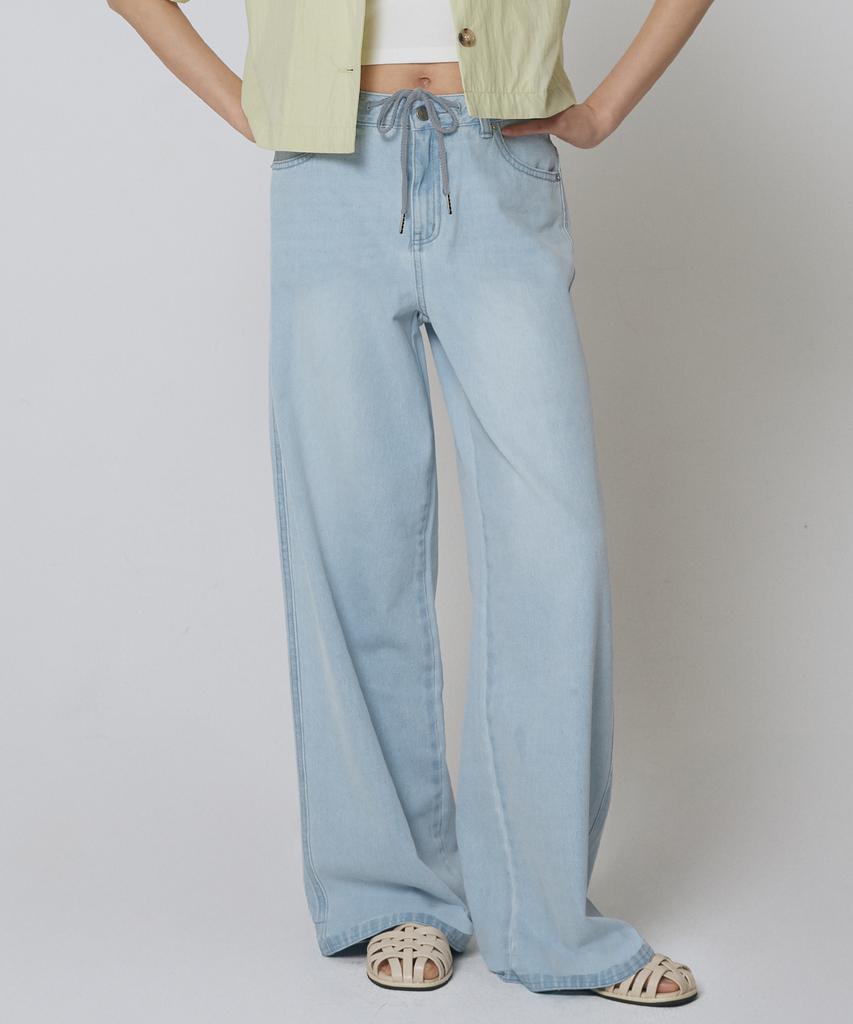 EXPRESSHOLIDAY String Wide Denim Pants_Light Blue