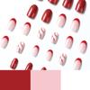 Red glitter Christmas manicure wearing silver pink white red contrasting color wavy nail wearing nail autumn and winter