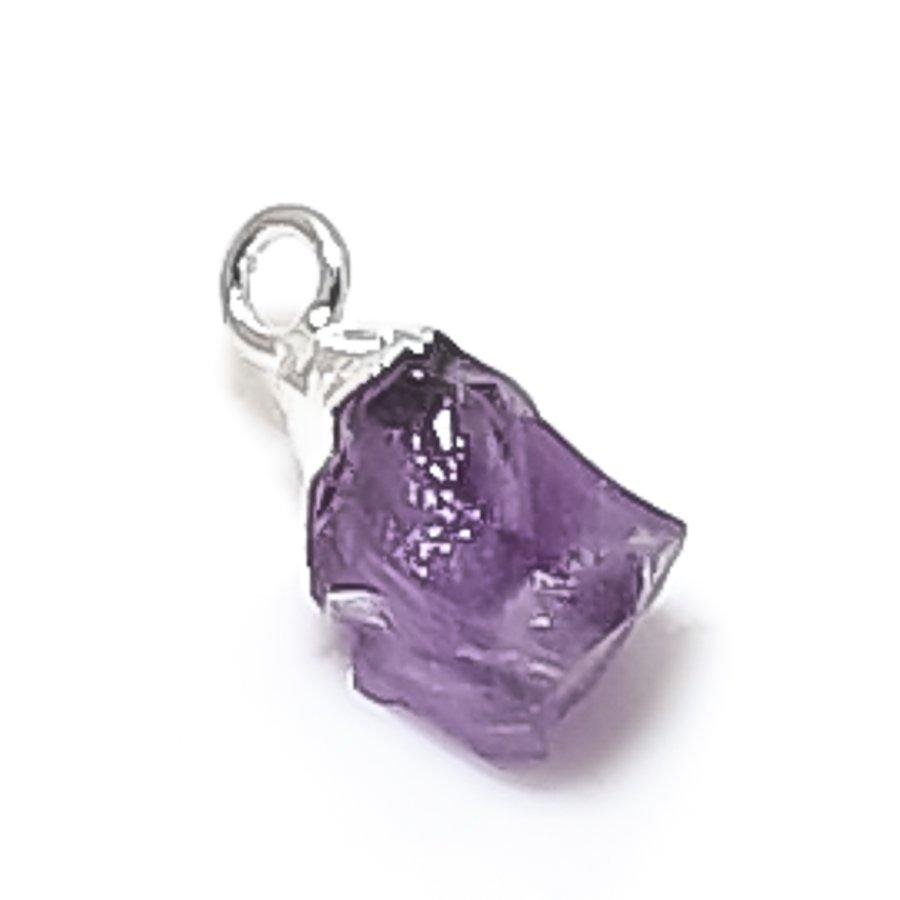 Natural Amethyst Rough Gemstone 925 Sterling Silver Jewelry Pendant 0.59" I1r80