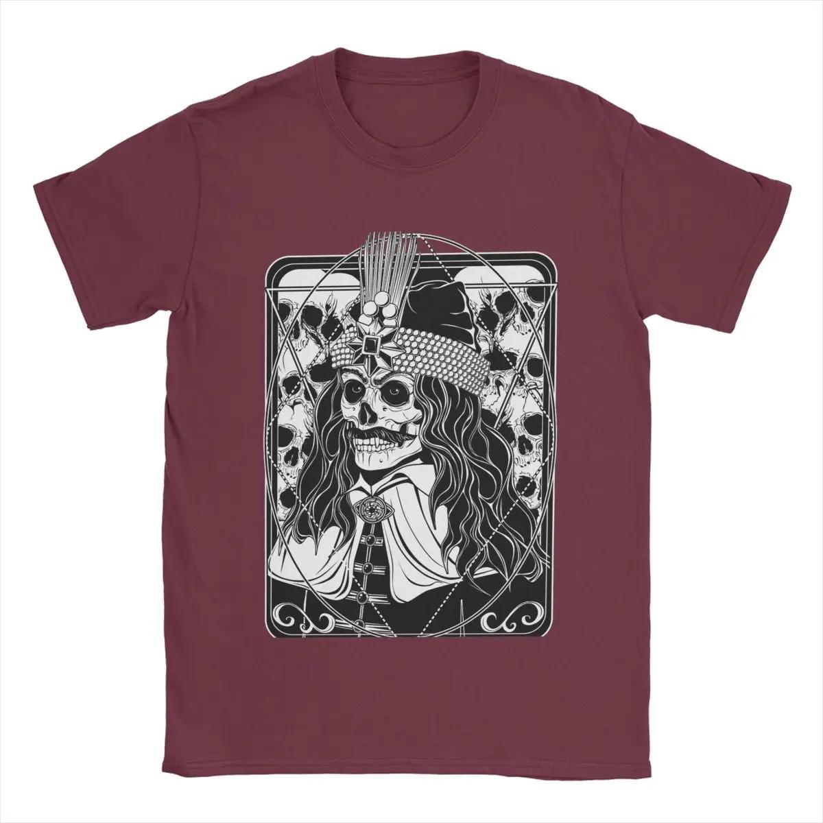 

Мужская футболка с изображением Влада Дракулы и черепа, повседневная футболка из чистого хлопка, футболки с коротким рукавом, топы с круглым вырезом и графикой XXXXXL бордовый