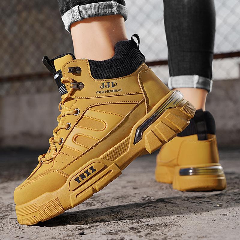 Men's Tooling Martin Boots Autumn New Leather Thick Sole Heightening Outdoor Sports Mountaineering High Top Martin Boots Men's Boots