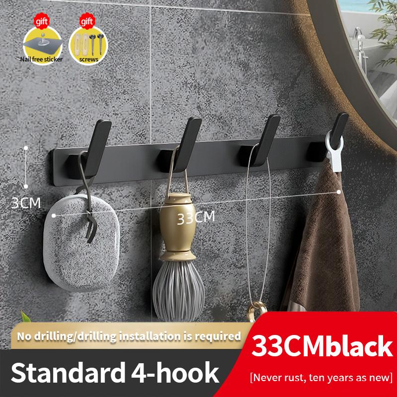 YUNJIEYA Black/White Door Hooks Clothes Hook Hanger Shelf Organizer Storage Shelf Shower Wall Rack Kitchen Bathroom Accessories