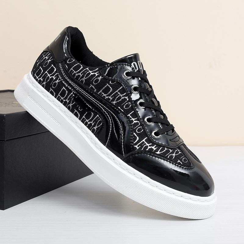 

Осенняя мужская обувь большого размера, уличные туфли из кожи первого слоя, увеличивающие высоту доски 45 чёрный