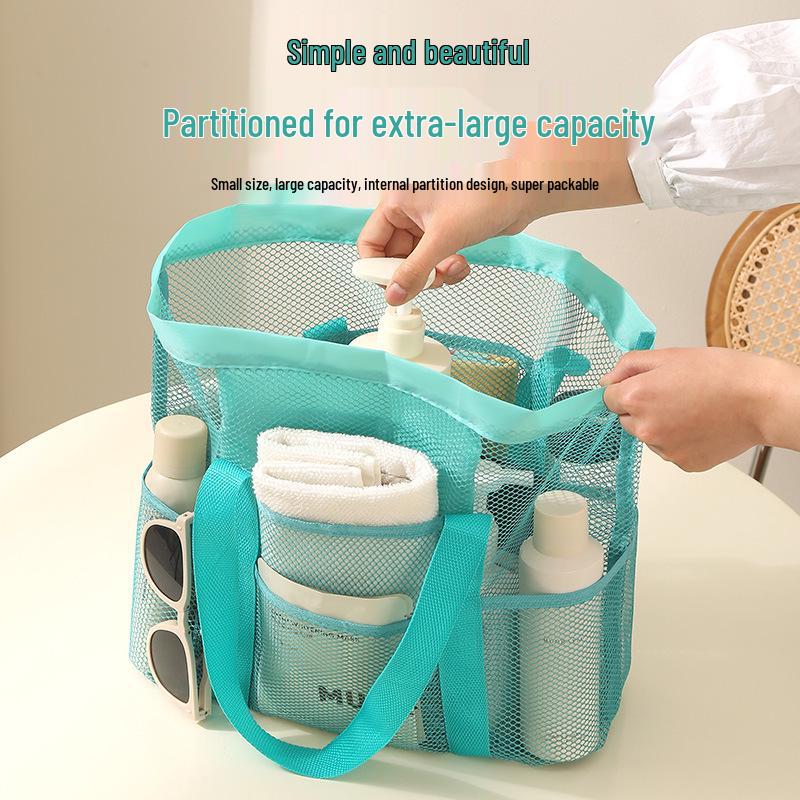 Large Capacity Mesh Beach Bag - Portable, Multifunctional Travel Storage & Swim Tote