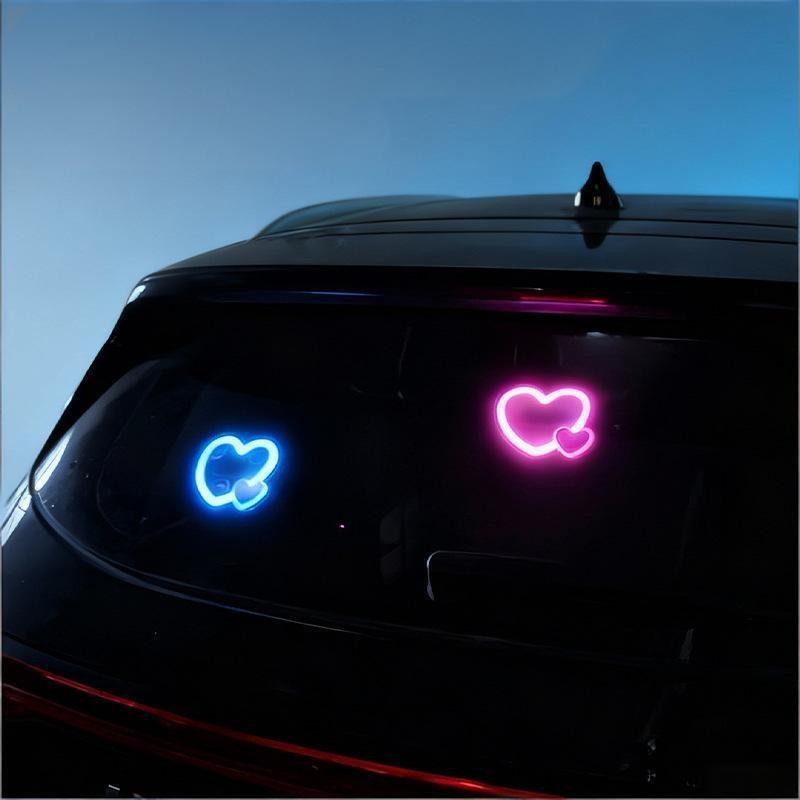 12V Heart-shaped Solar-powered Car Neon Lights LED Flexible Strip Energy Saving for Interior Roof Atmosphere