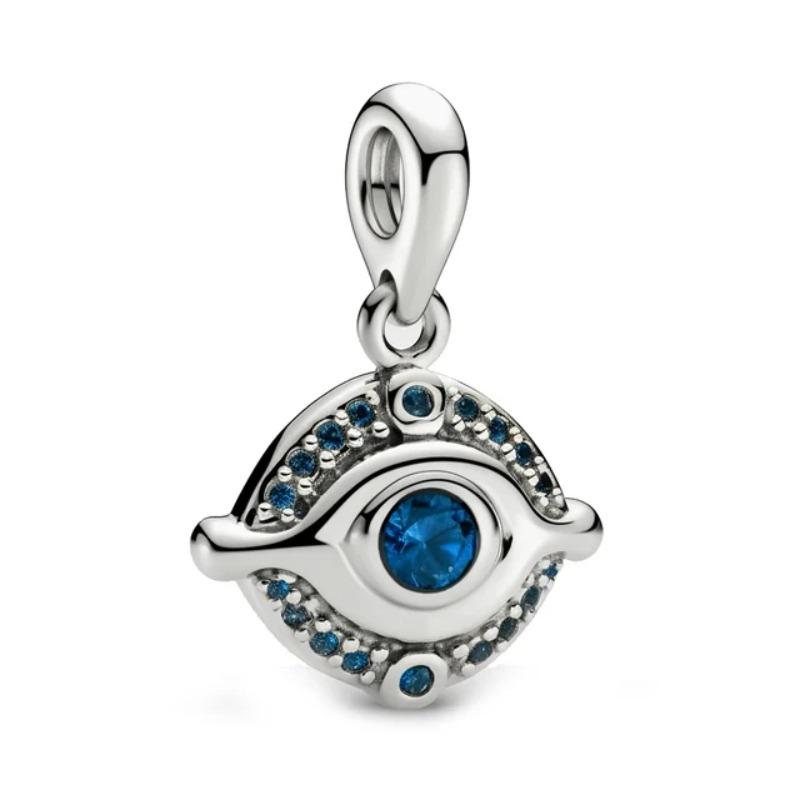 925 Silver Eye of Greece Devil Pendant Charm Bead for DIY Women Jewelry Bracelet Necklace