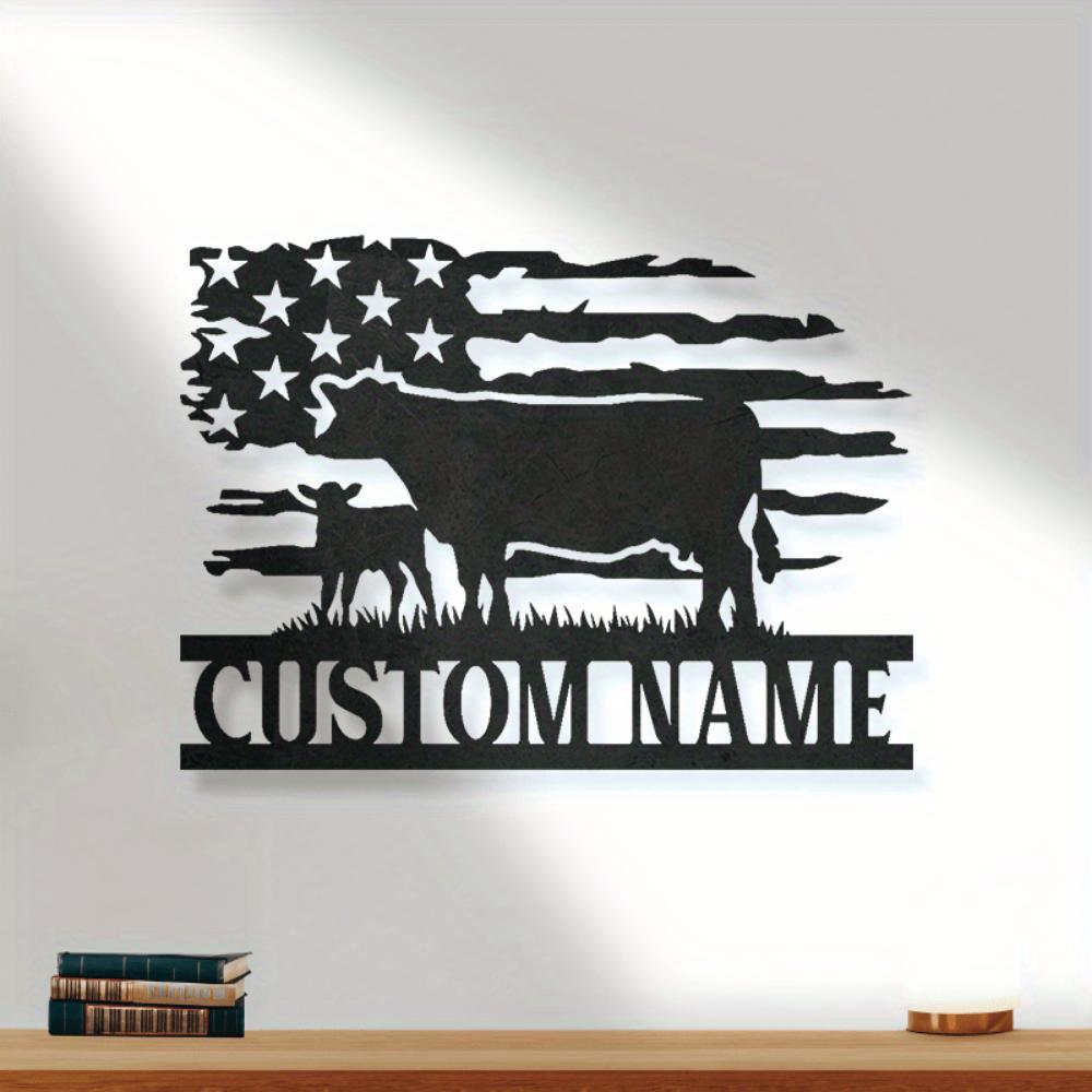 Metal Cow Wall Art US Flag Farmhouse Decor Barn Ranch Gift