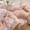 Thickened Milk Fleece Bed Four-Piece Set Double-Sided Fleece Quilt Cover Sheet Coral Flannel Bedding