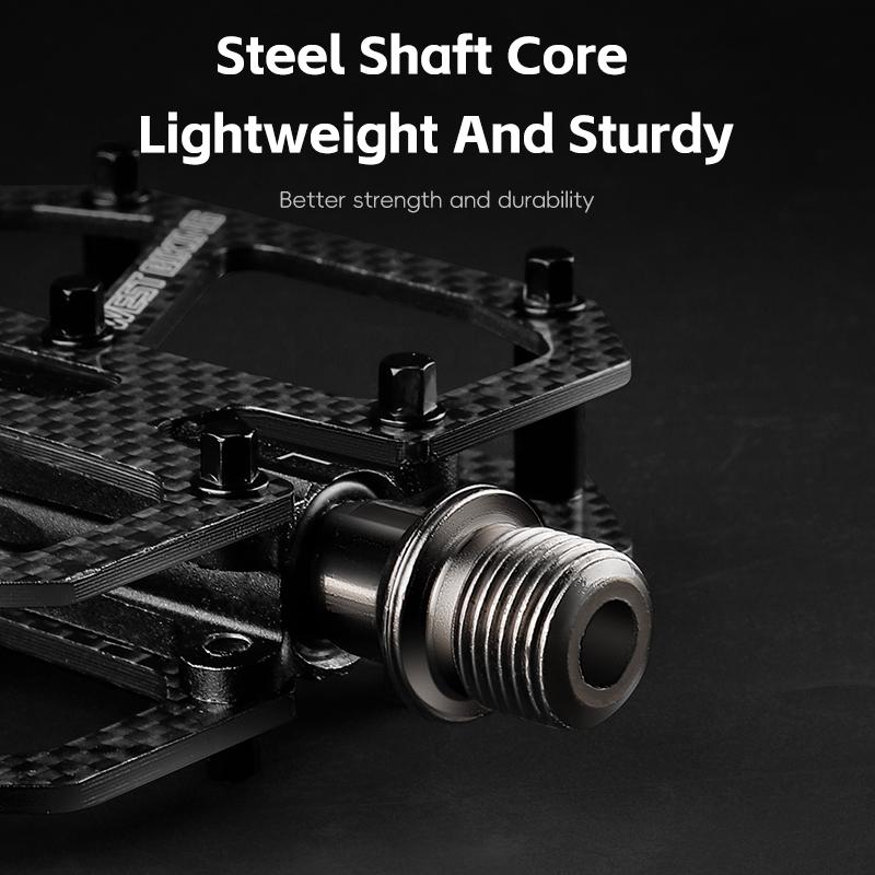 WEST BIKING 3 Bearing Carbon Fiber Bicycle Pedals Ultralight Smooth Anti-Slip Wide Platform Durable Road Bike Cycling Pedal