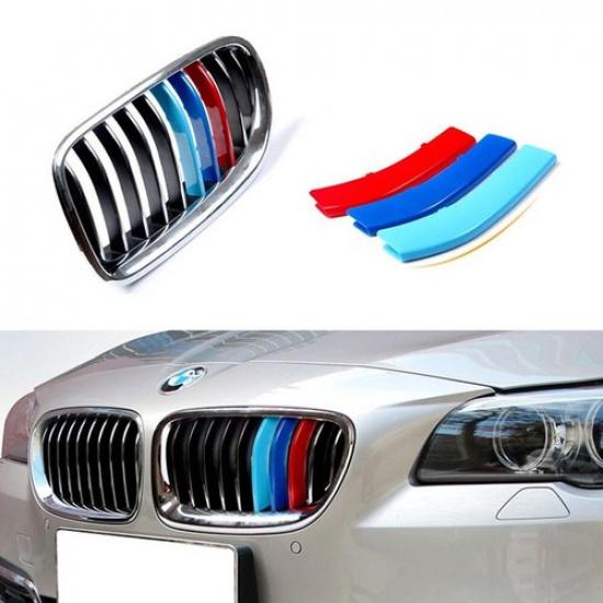 3-цветные накладки на решетку радиатора M-Sport для BMW F10 F11 5 серии, центральная решетка  ноздри