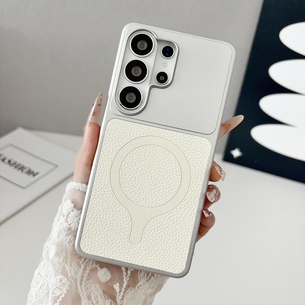 Magnetic Skin Feel Leather Phone Case for Samsung S26 Ultra S25 S24 S23 Plus Comfortable Grip Shockproof for Magsafe Slim Cover