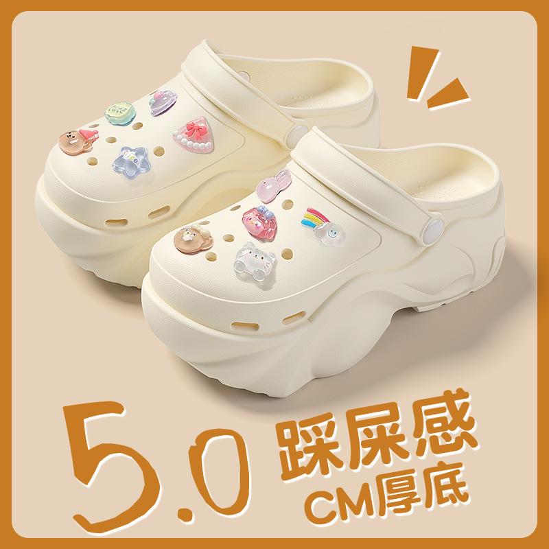 Thick-soled hole shoes summer new outer wear seaside beach non-slip deodorant bag head eva sandals