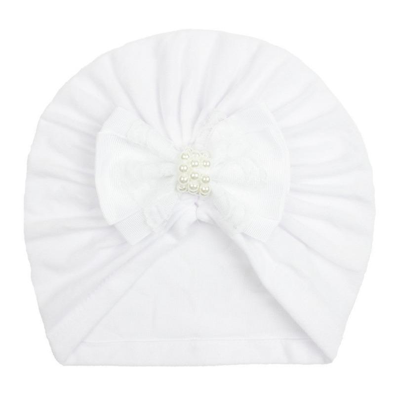 

New baby velvet pearl bow hat, children s comfortable warm pullover hat, baby hat strap