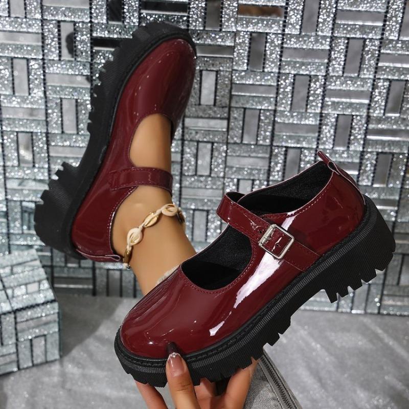 Fashion Black Ankle Buckle Platform Pumps Women Japanese Style Patent Leather Mary Jane Shoes Woman Punk Thick Heels Lolita Shoes Mujer