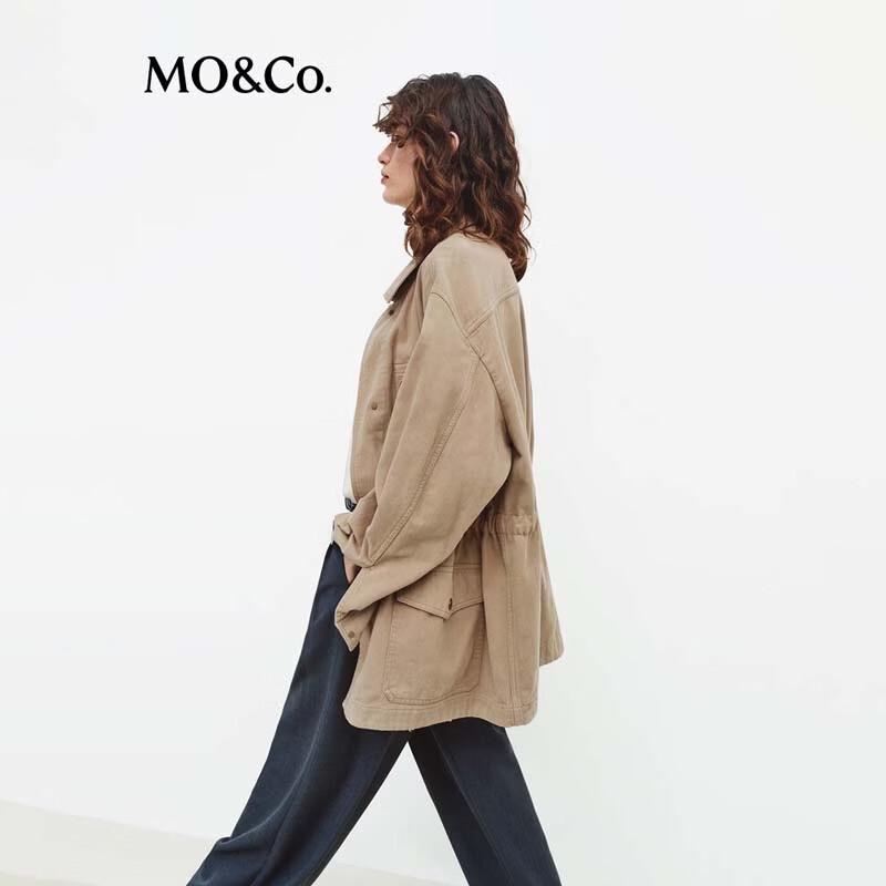 MO&Co. Women's Distressed Safari Waist-Cinching Jacket