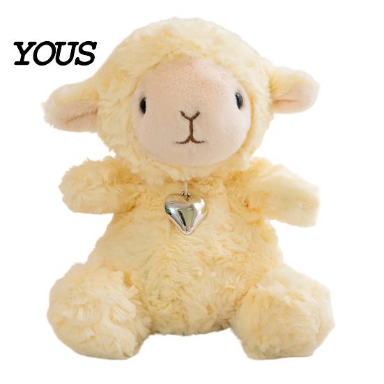 Comforting Sensory Toy Cute Sheep Plush with Heart Pendant, Macaron Color Lamb Doll Valentines Day Gift for Her Comfort & Cuddling, Soft