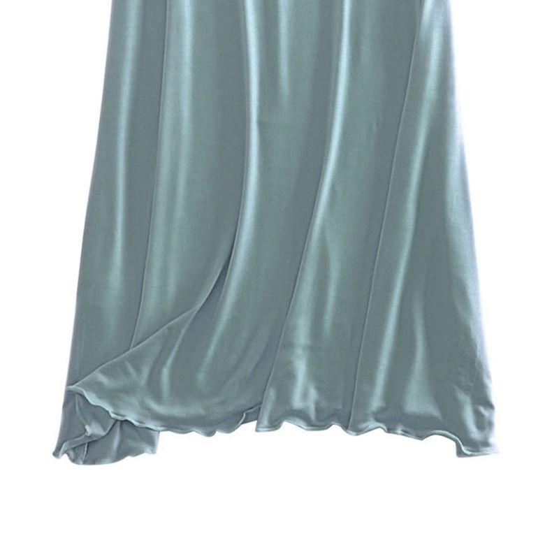 Women Casual Short Sleeve Nightgown Solid Color Pajama Dress with Bra Pad