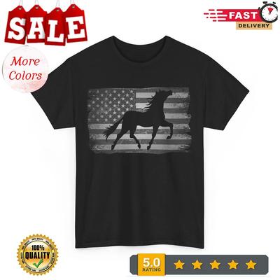 Pferde-Shirt, Amerikanische Flagge Pferdeliebhaber Reiten Frauen Männer Shirt