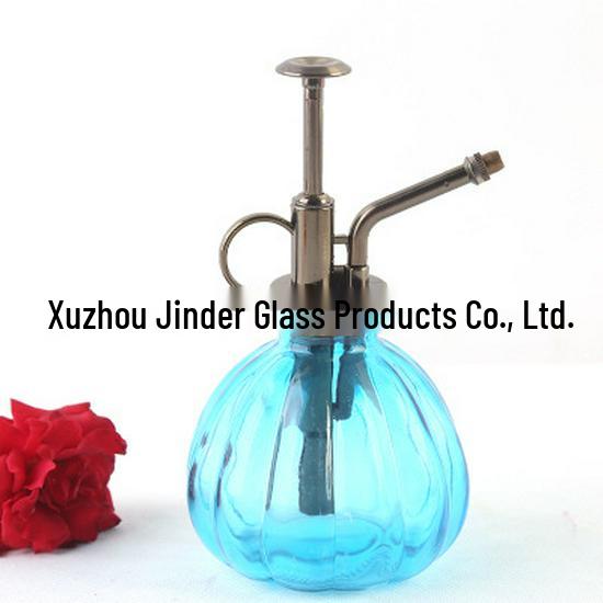 Creative Hand-Pressure Glass Watering Sprayer with Colored Transparent Pumpkin Design