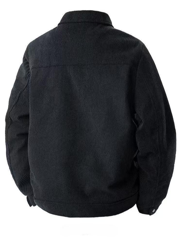 Autumn Winter New Men'S Casual Sports Top Functional Jacket Corduroy Lapel Jacket Cargo Jacket Casual Loose Multi-Pocket Retro Top