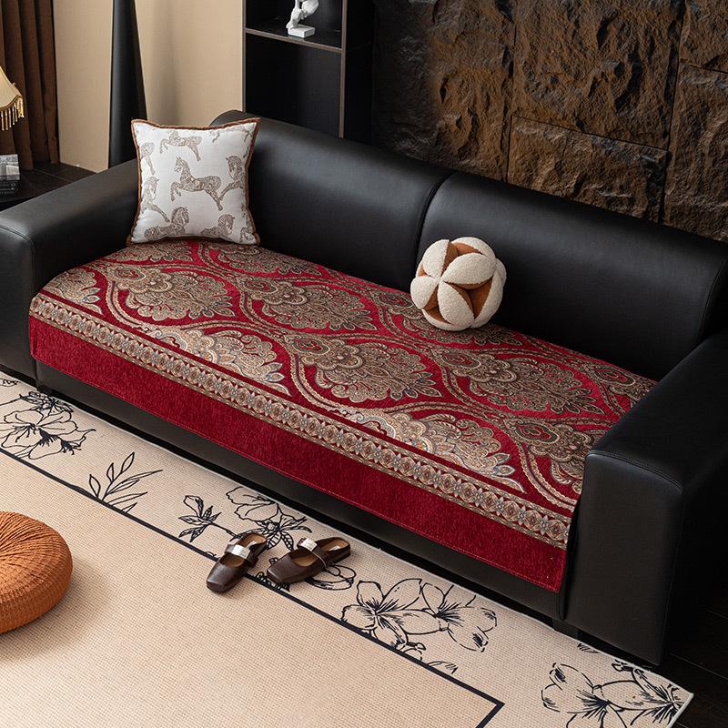 Neuer europäischer leichter Luxus Neuer chinesischer Stil Vier-Jahreszeiten Universal Chenille Jacquard Mode Sofakissenbezug Rückenlehnenhandtuch
