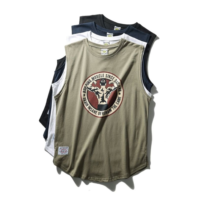 Fitness Vest Men's Summer Loose Training American Sports Wait Lifting Cotton Vest Men Hurdle Sleeveless T-shirt