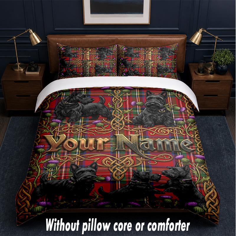Decorative Artwork Theme Custom Text Or Name 3Pcs Bedding Set,1 Flat Sheet & 2 Pillowcases Personalized Home Bedding