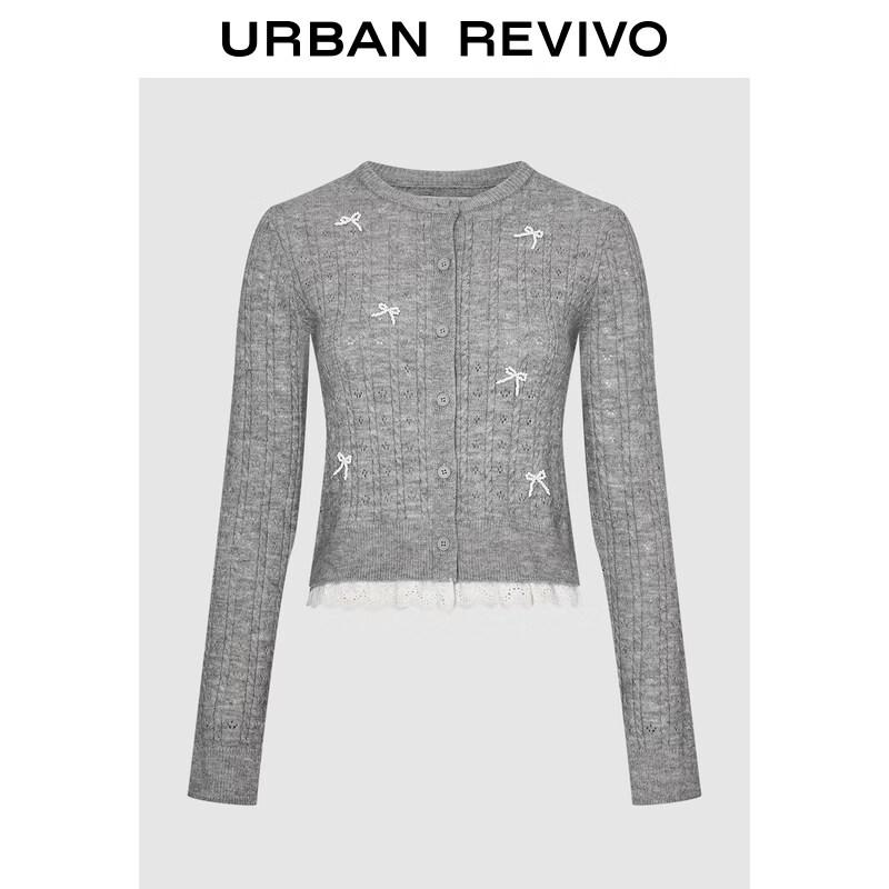 UR2026 Women s 3D Bow Bead Knit Cardigan L