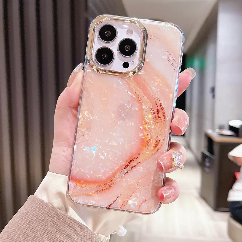 Luxus Marmor Schalenmuster Handyhülle Für iPhone 11 12 13 14 15 16 Pro Max Weiche Stoßfeste Bumper Abdeckung